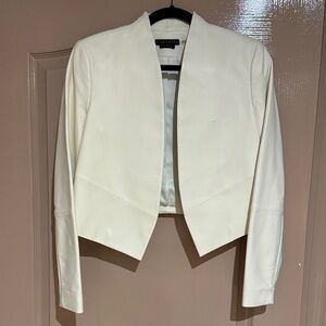 Alice and Olivia White Women's Cropped Leather Blazer